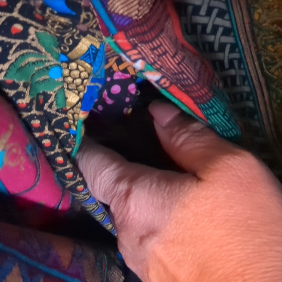 Vintage WE BE BOP* patchwork lined long sleeve jacket front closure back detail - Picture 6 of 15